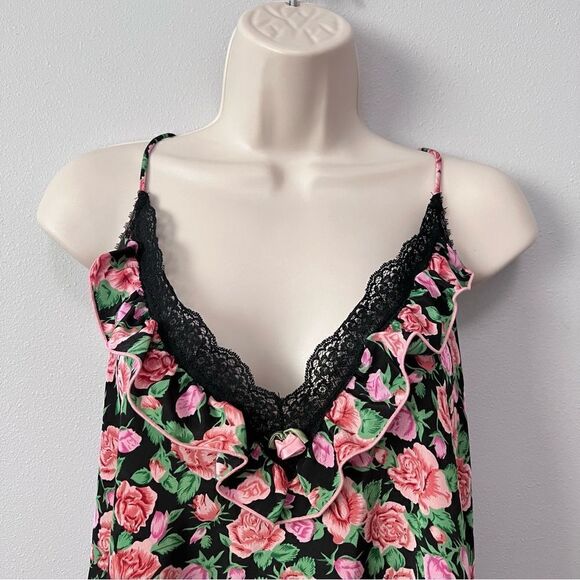 Lily of France Vintage Floral Lace Ruffle Slip Dress Size L - Picture 2 of 8